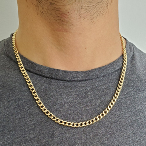 18 kt yellow real gold cuban link men's neckl