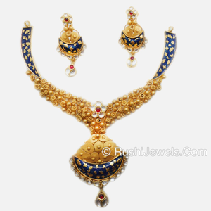 22k Gold Fancy Jadtar Necklace Set