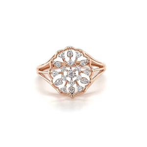 Flower Diamond Cluster Ring In 14k Rose Gold 