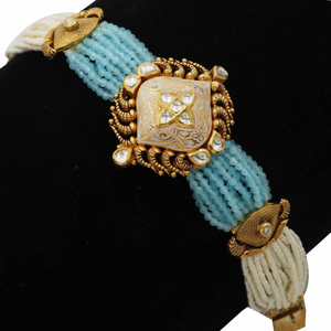 Colourful Moti Unique Gold Bracelet AJB63