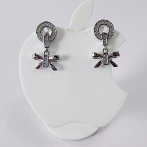925 Sterling Silver Bow Design Hanging Earrin