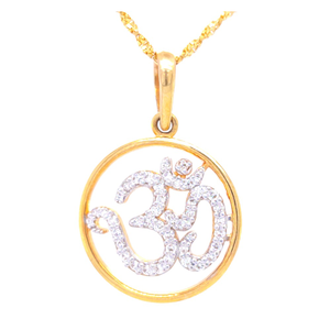 Life circle om diamond pendant in yellow gold