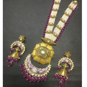 916 Gold Antique Bridal Long Necklace Set KS-