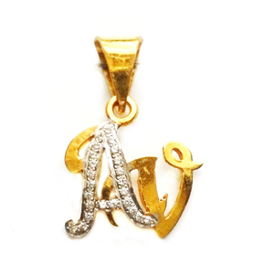 22k Gold Modern Style AV Monogram Pendant MGA