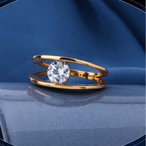 22k gold floral cz ring for mens r18-381