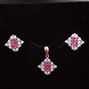 92.5 silver pink and white diamond pendant se