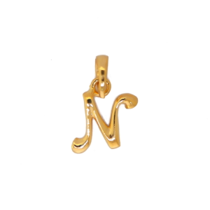 22k yellow gold pendant plain alphabet n