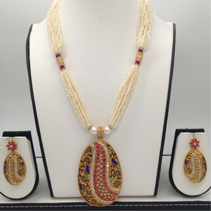 Red;white cz pendent set with 12 line seed