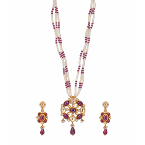 925 silver elegant khakho moti pendant set wi