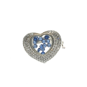 925 Sterling Silver Heart Shape Blue Movable 