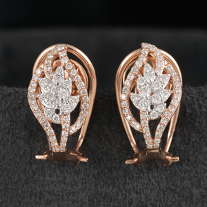 18kt rose gold pan shaped diamond bali earrin