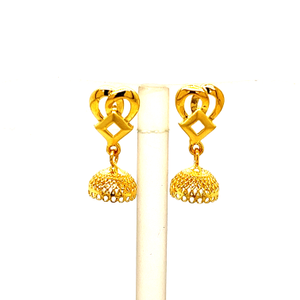 22k Yellow Gold Traditional Jhumki  Plain Ear
