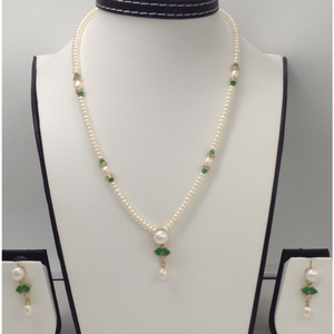 White, green cz and pearls pendent set with