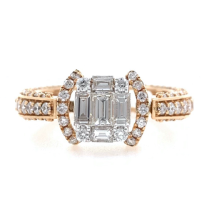 18kt / 750 rose gold pendant cum diamond ring