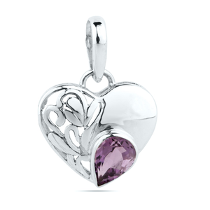 925 Sterling Silver Purple Amethyst Heart Pen