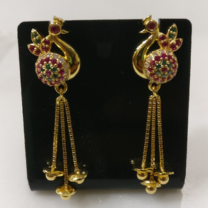 22kt gold casting peacock earing with chain t