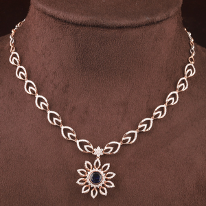 18kt rose gold flower shaped diamond necklace
