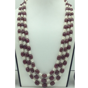 Natural red ruby aweja and seed pearls 3 la
