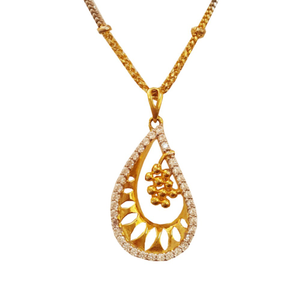 22 Kt Yellow Gold White Cubic Zirconia CZ Pea