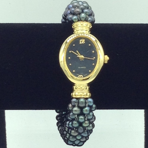 Freshwater Black Seed Jali Pearls Watch JBG