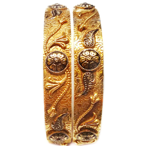 22k Gold Antique Designer Kada Bangles MGA - 