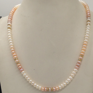 Multicoloured Shaded Pearls Mala With CZ Ch