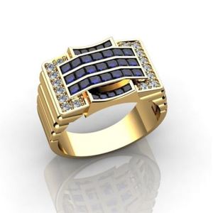 Fine Jewelry 18 Kt Yellow Gold Blue Sapphire 