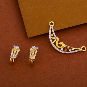 22kt Gold cz Delicate Mangalsutra Pendant Set