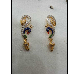916 Gold Ladies Antique Peacock Earrings