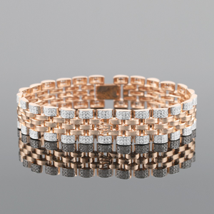 18kt rose gold shiny diamond men's bracelet