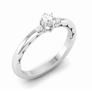 14KT SOLITAIRE CURVE RING