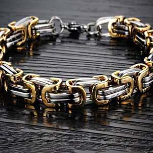 18 Kt White Yellow Gold Two Tone Link Men's B