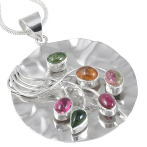 Silver plain With stone pendant