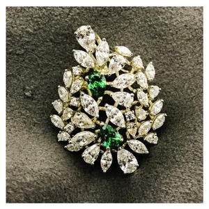 Leaf Shape 9KT Contemporary Swarovski Pendant