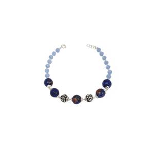 Blue Marble Bracelet In 925 Sterling Silver M