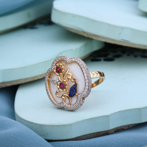 750 Rose Gold CZ Hallmark Delicate Ladies Rin