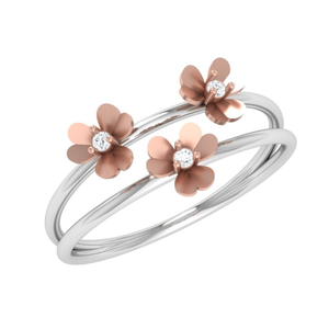 18K Rose Gold Floral Design Diamond Ring JJ-R