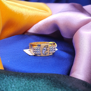91.6 Gold Ganpati Design Gents Ring