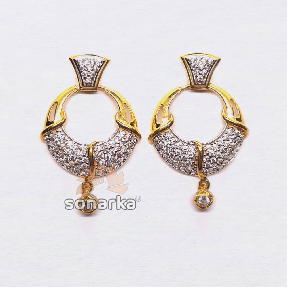 22kt gold round shape cz diamond earings