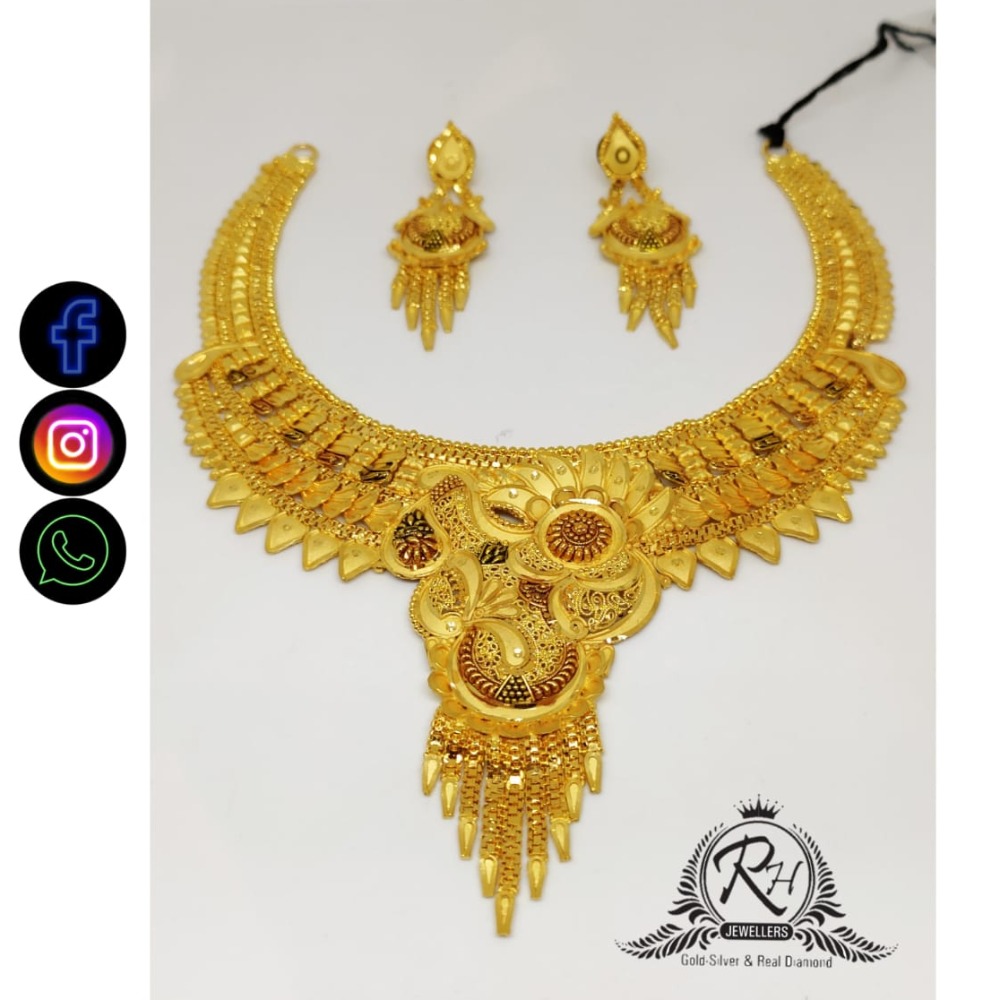 22 carat gold antique ladies necklace set RH-NS410