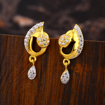 916 Gold CZ Women's  Stylish Hallmark Earring LFE4...