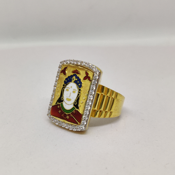 916 Gold Fancy Gent's Chehar Maa Minakari Ring