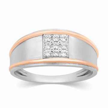 18KT Rose Gold Real Diamond Round Shape Gents Ring by 