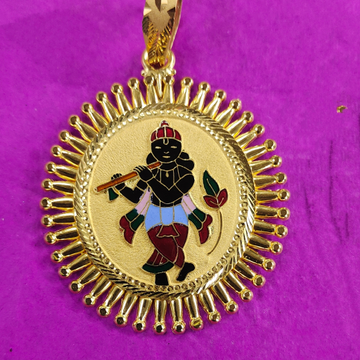 916 Gold Lord Krishna Sury Kiran  mina pendant by Saurabh Aricutting