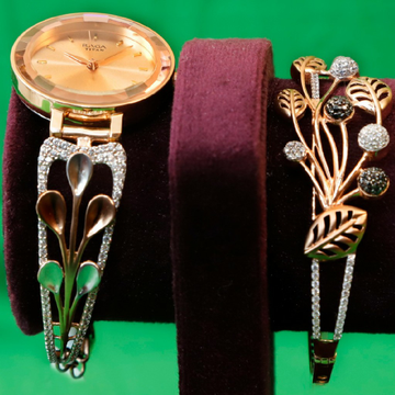 Rose gold watch by V.S. Zaveri