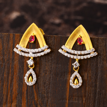 22CT Gold CZ Women's  Designer Hallmark Earring LF...