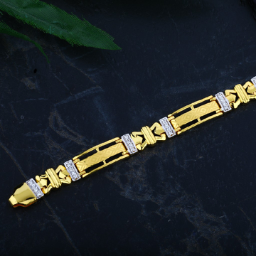 Mens 916 Gold Daily Wear Cz Fancy Bracelet-MCB20