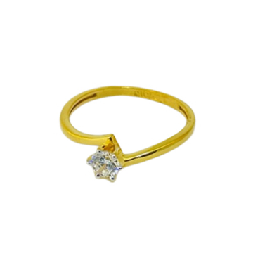 22k Yellow Gold Dazzle Single Stone CZ Ring by 