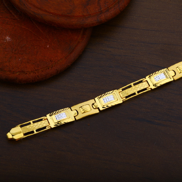 Mens 22K Gold Plain Fancy Cz Bracelet-MPB25