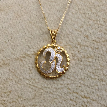 22KT Gold Om Design Pendant Chain by 